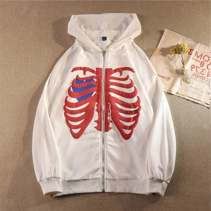 Sudaderas con capucha de esqueleto Y2K