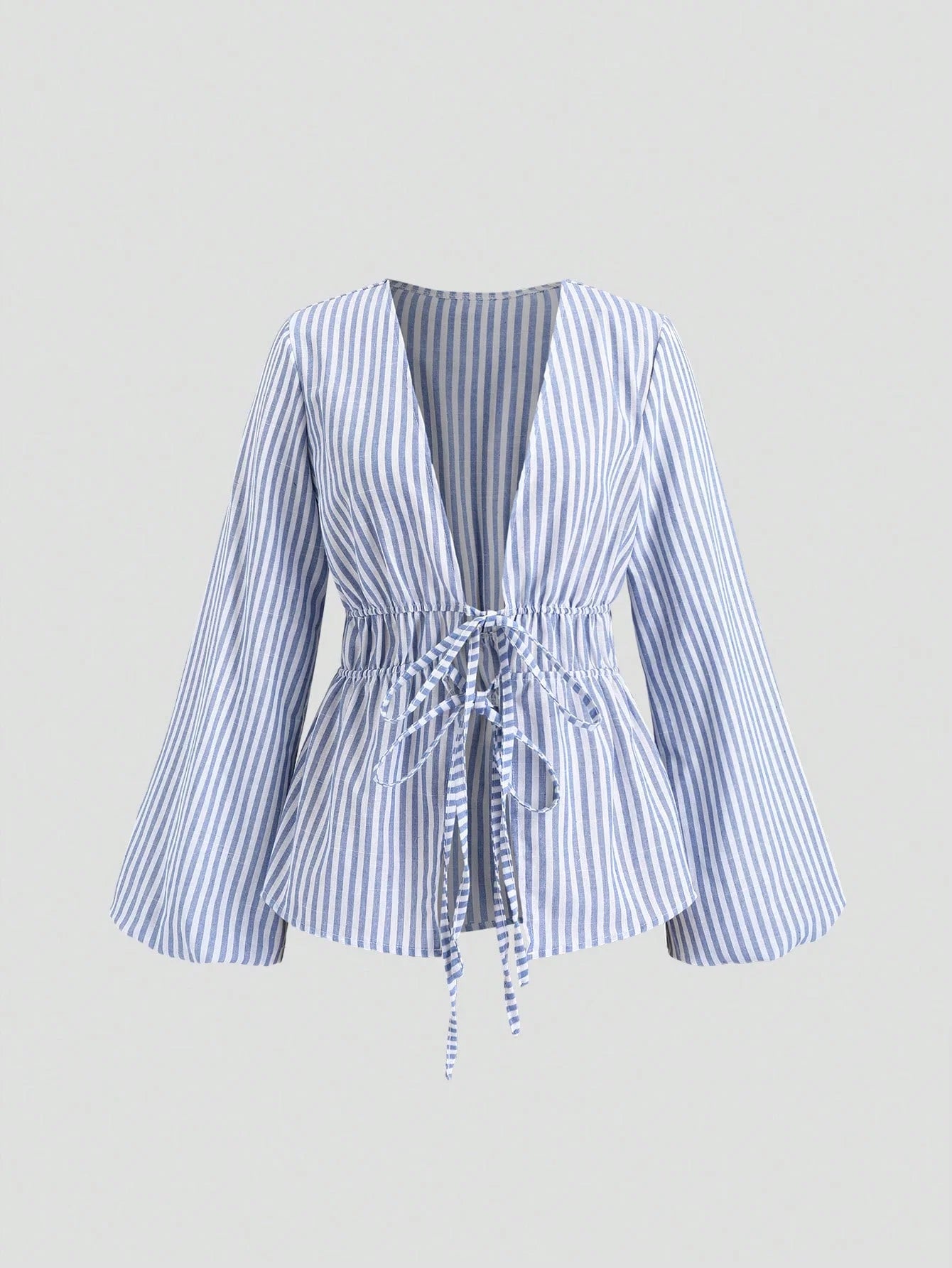 Camisa de Manga Abullonada con Lazo