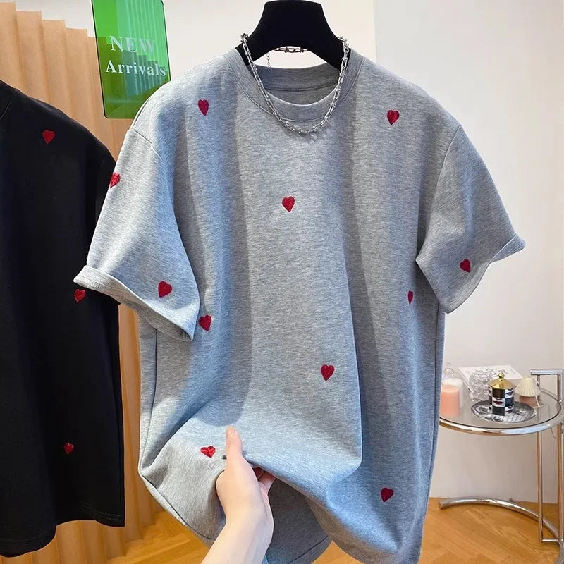 Camiseta Holgada Con Corazones