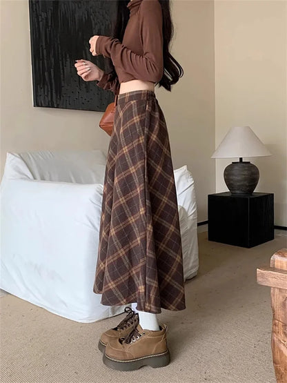 Falda de Cintura Alta a Cuadros