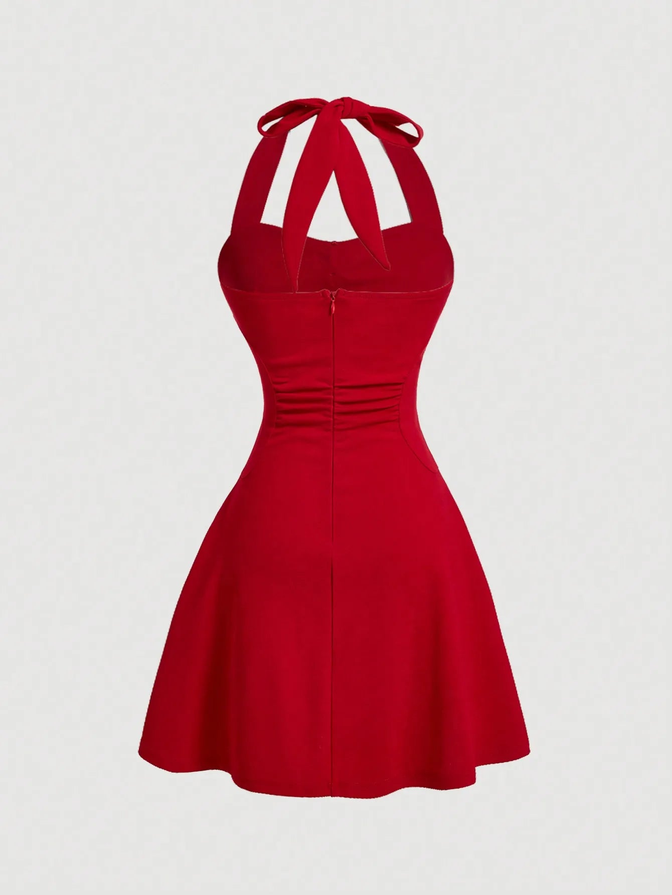 Vestido Halter Con Lazo Rojo