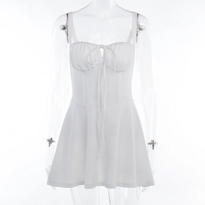 Moda de verano, bolso para mujer, falda a la cadera, estilo europeo y americano, dulce vestido básico con tirantes para mujer