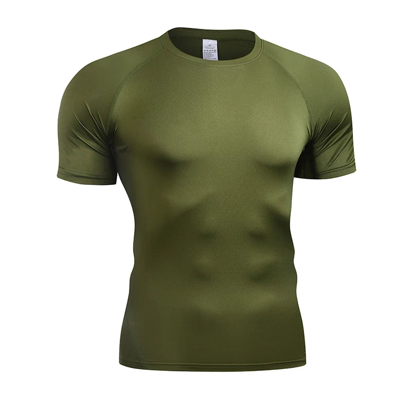 Camiseta de Compresión Lisa para Hombre - Verde Militar