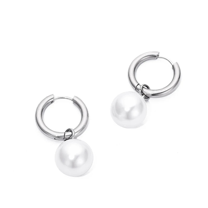 Pendientes De Perlas Blancas