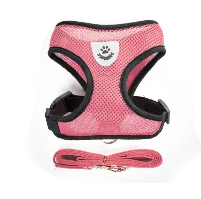 Arnés para perro y gato con correa, ajustable y reflejante - Rosa / Extra grande/XL