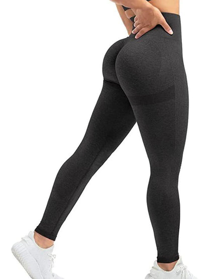 Mallas de entrenamiento sin costuras para mujer, mallas Push Up de cintura alta, mallas deportivas sexis para gimnasio, mallas deportivas negras de moda