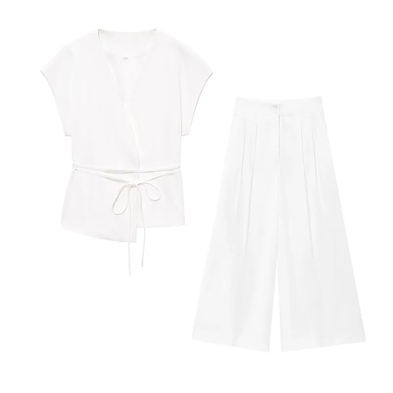 Conjunto de Pantalón y Top sin Mangas con Cuello en V