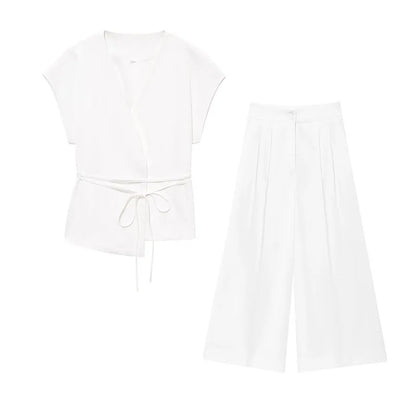 Conjunto de Pantalón y Top sin Mangas con Cuello en V