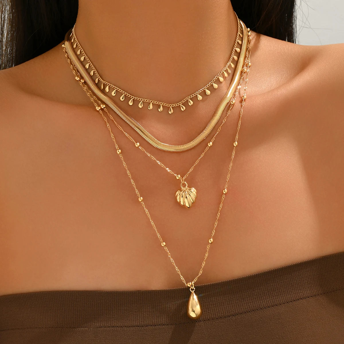 Collar de 4 Capas en Tono Dorado - foto 9