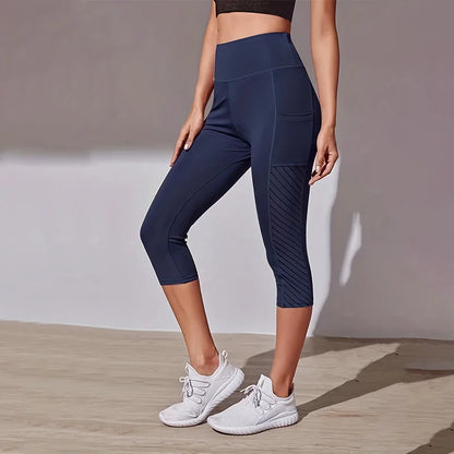 Pantalones de yoga de cintura alta de malla Leggings