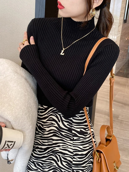 Suéter de Punto con Cuello Alto - Negro