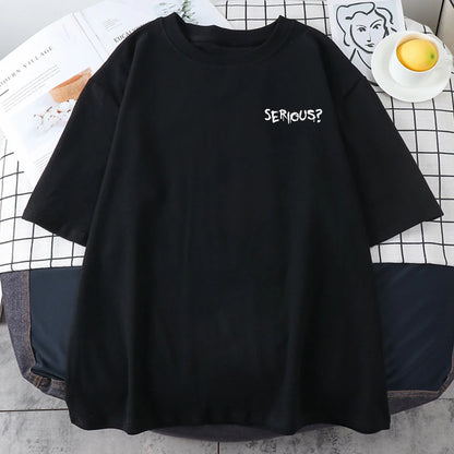 Camisetas con estampado serio de palabras creativas para mujer, camisetas simples S-Xxxl, camisetas cómodas de manga corta transpirables Retro para mujer