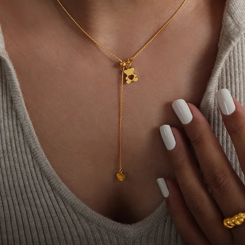 Collar Ajustable Con Colgante De Oso