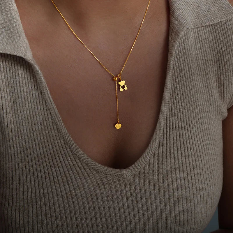 Collar Ajustable Con Colgante De Oso