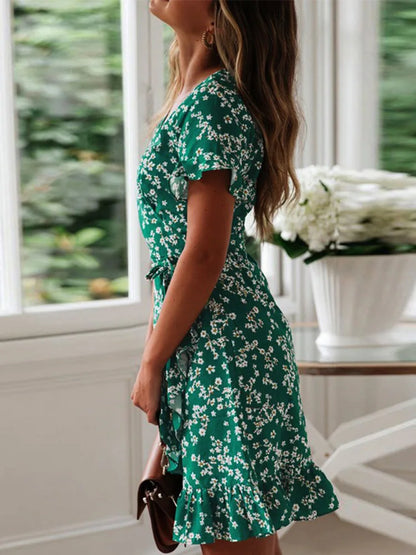 Vestido con Estampado Floral y Volantes