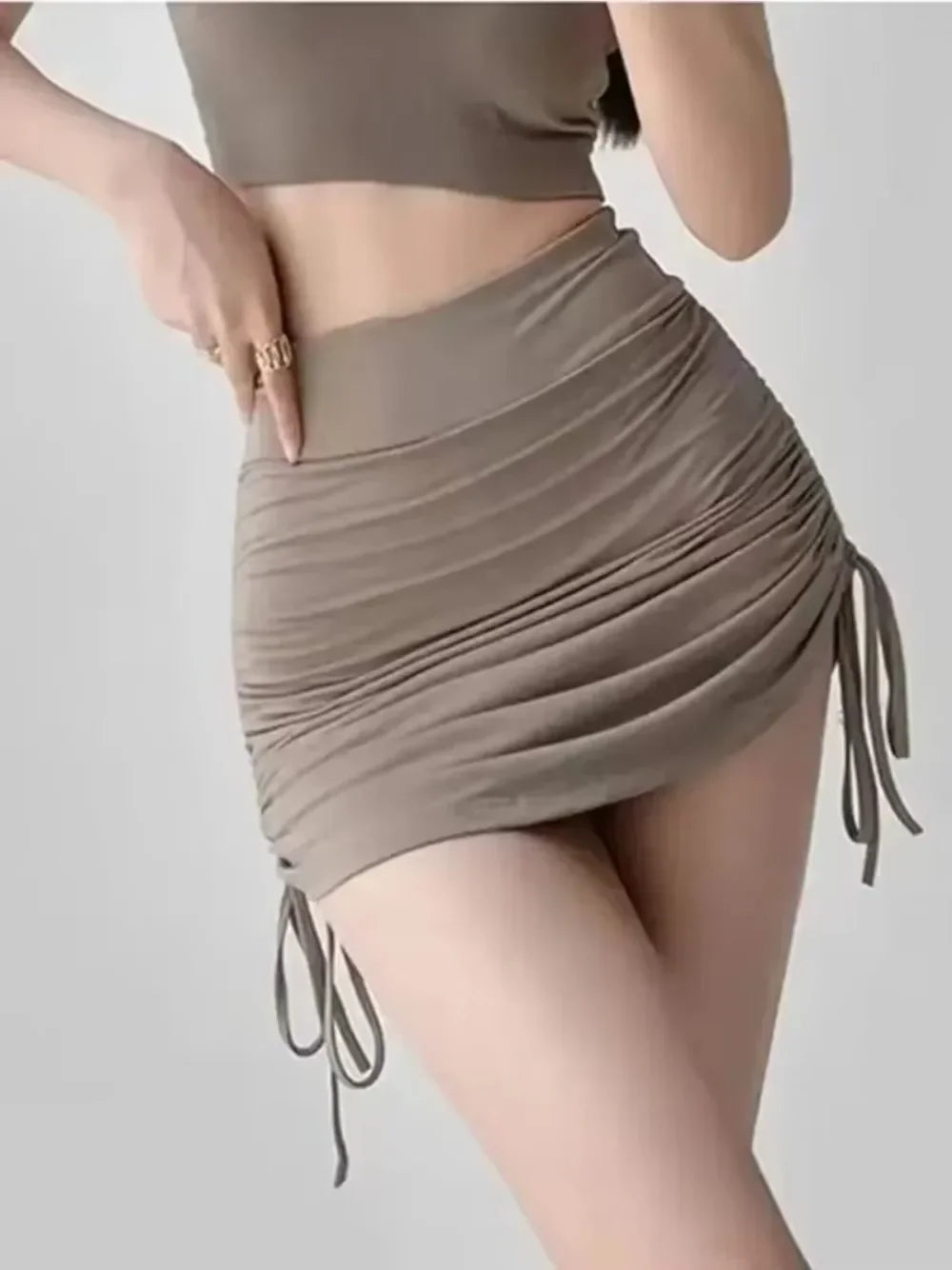 Minifalda con Cordón de Cintura Alta