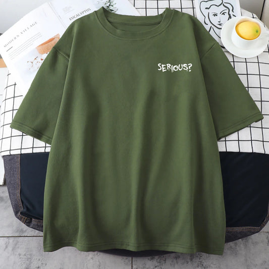 Camisetas con estampado serio de palabras creativas para mujer, camisetas simples S-Xxxl, camisetas cómodas de manga corta transpirables Retro para mujer