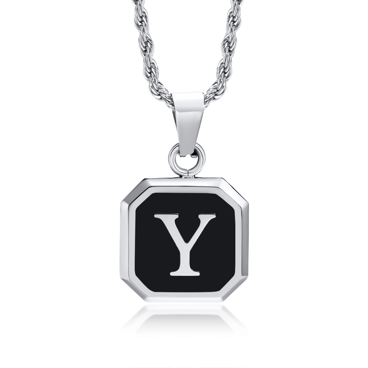 Collar con Inicial en Placa Cuadrada - Y