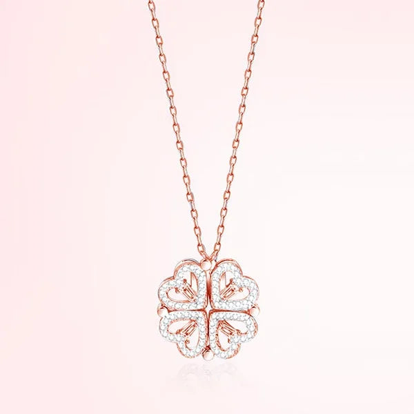 Collar con Trébol de Corazones - Oro Rosa