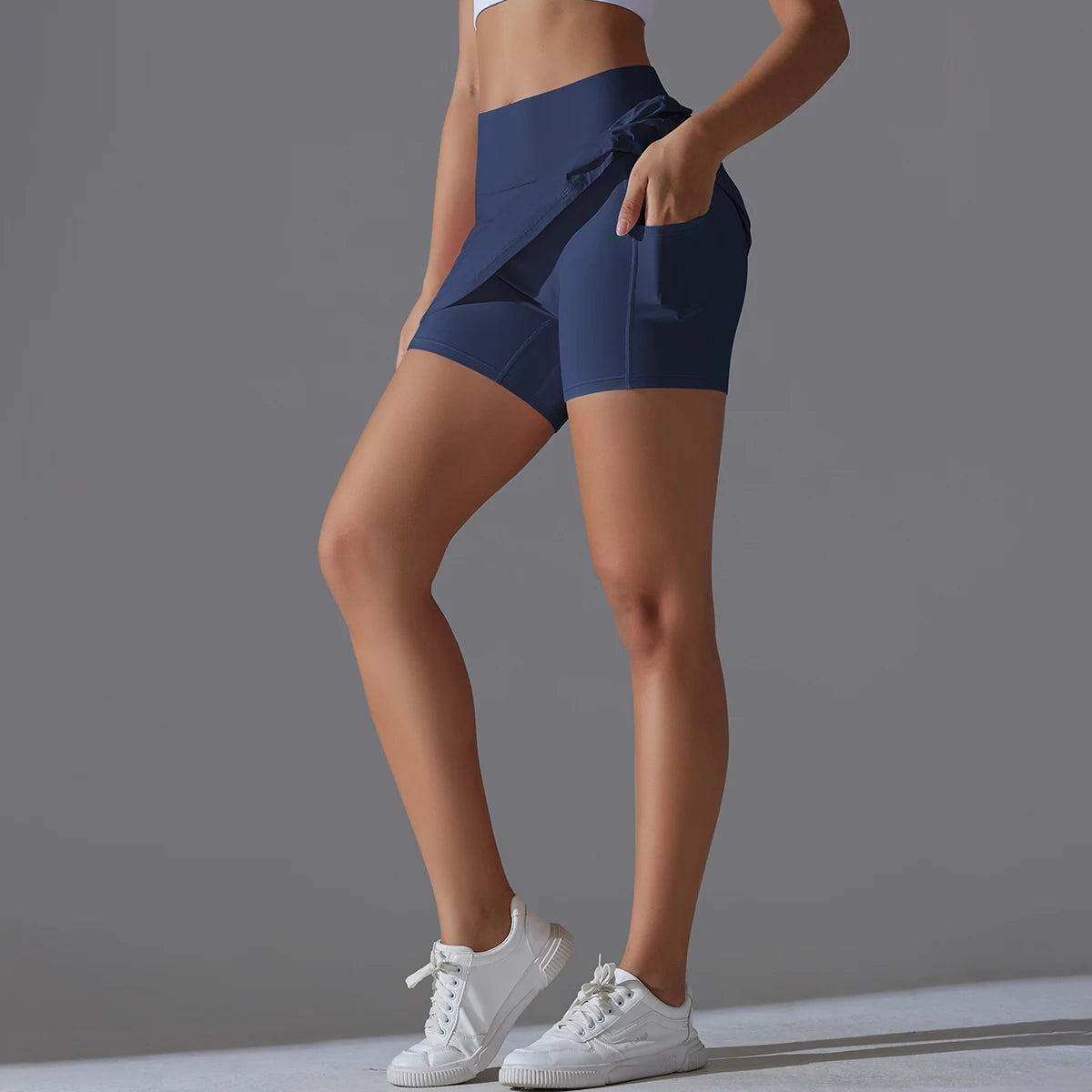 Falda de Yoga de bádminton, falda de tenis, cintura alta, transpirable, secado rápido, elasticidad, doble capa, mallas interiores