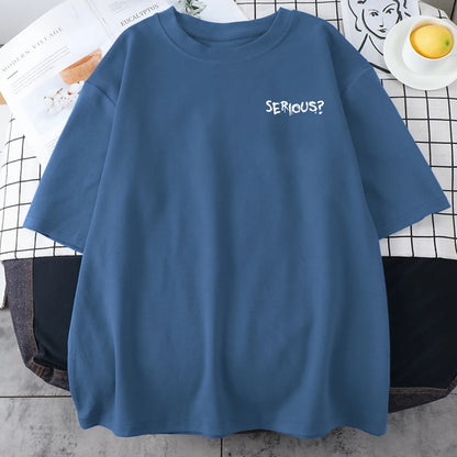 Camisetas con estampado serio de palabras creativas para mujer, camisetas simples S-Xxxl, camisetas cómodas de manga corta transpirables Retro para mujer