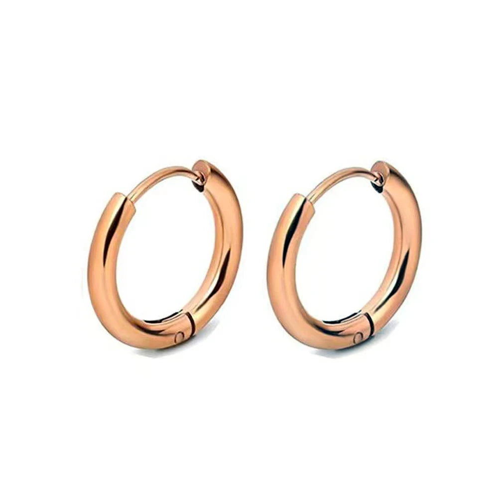 Aretes de aro de acero inoxidable - Oro rosa / 20 mm