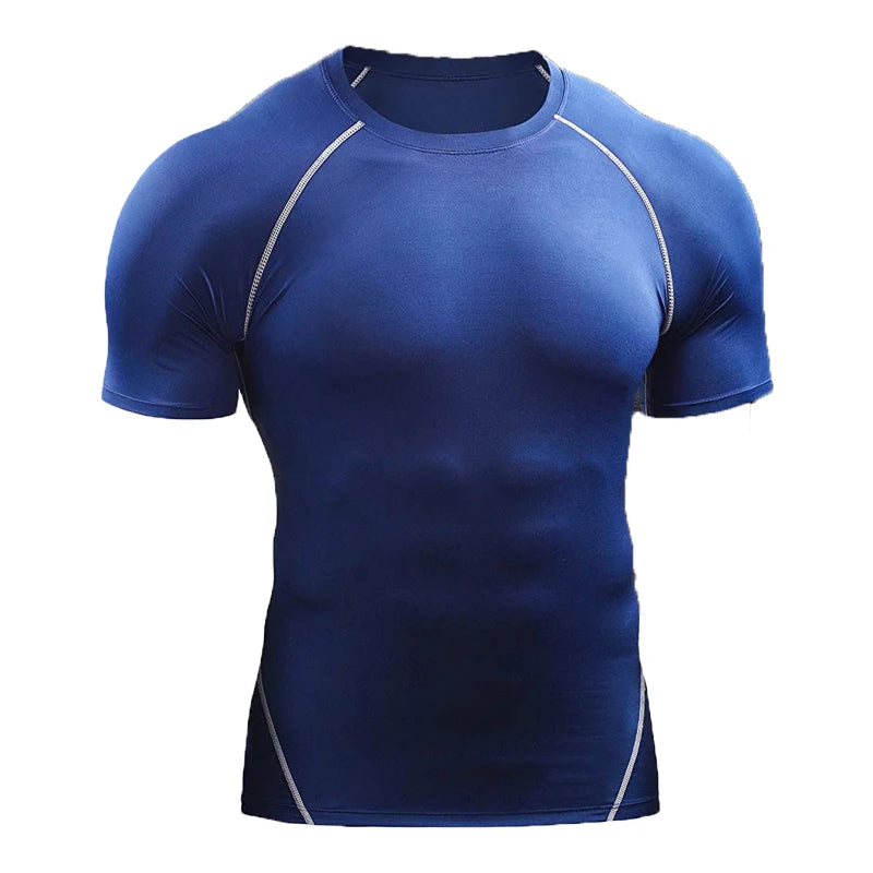 Camiseta de Compresión Lisa para Hombre - Azul