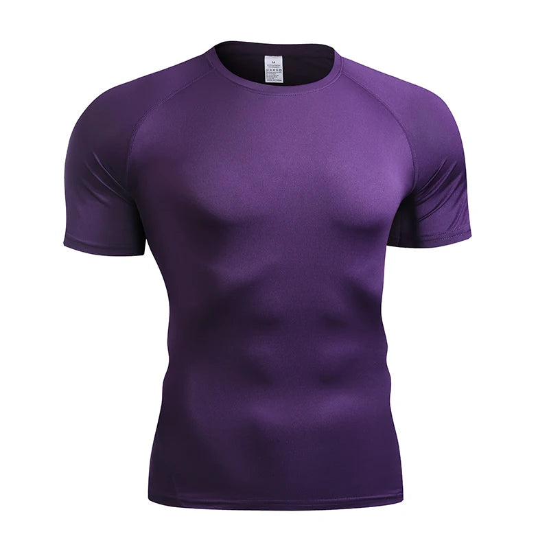 Camiseta de Compresión Lisa para Hombre - Morado