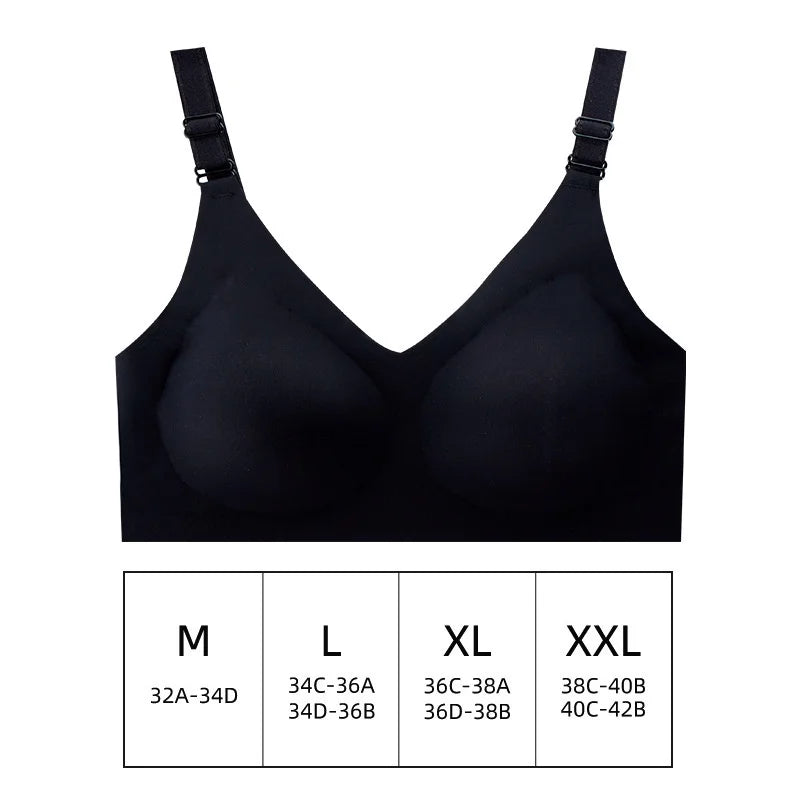 Brasier sin costuras y sin varilla con escote en V - Negro / Extra grande/XL
