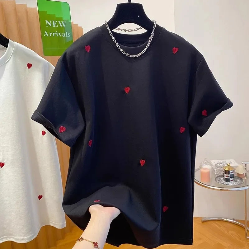 Camiseta Holgada Con Corazones