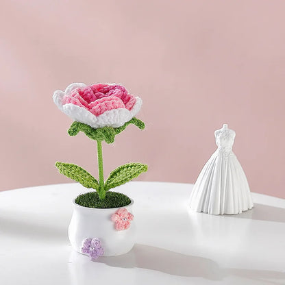 Flor Tejida En Maceta