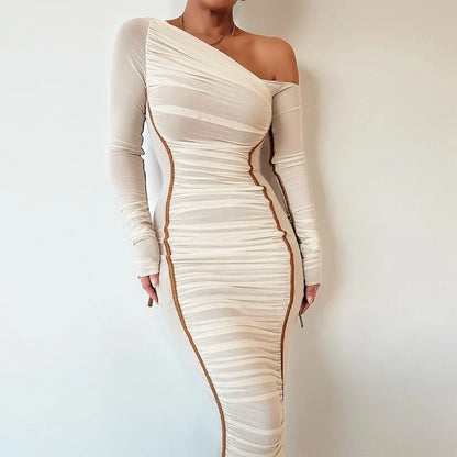 Vestido Doblado Con Empalme De Malla
