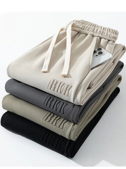 Pantalones de chándal rectos para hombre, pantalones de chándal de algodón de pierna ancha con cordón y letras, pantalones holgados deportivos, pantalones largos informales de talla grande 8XL