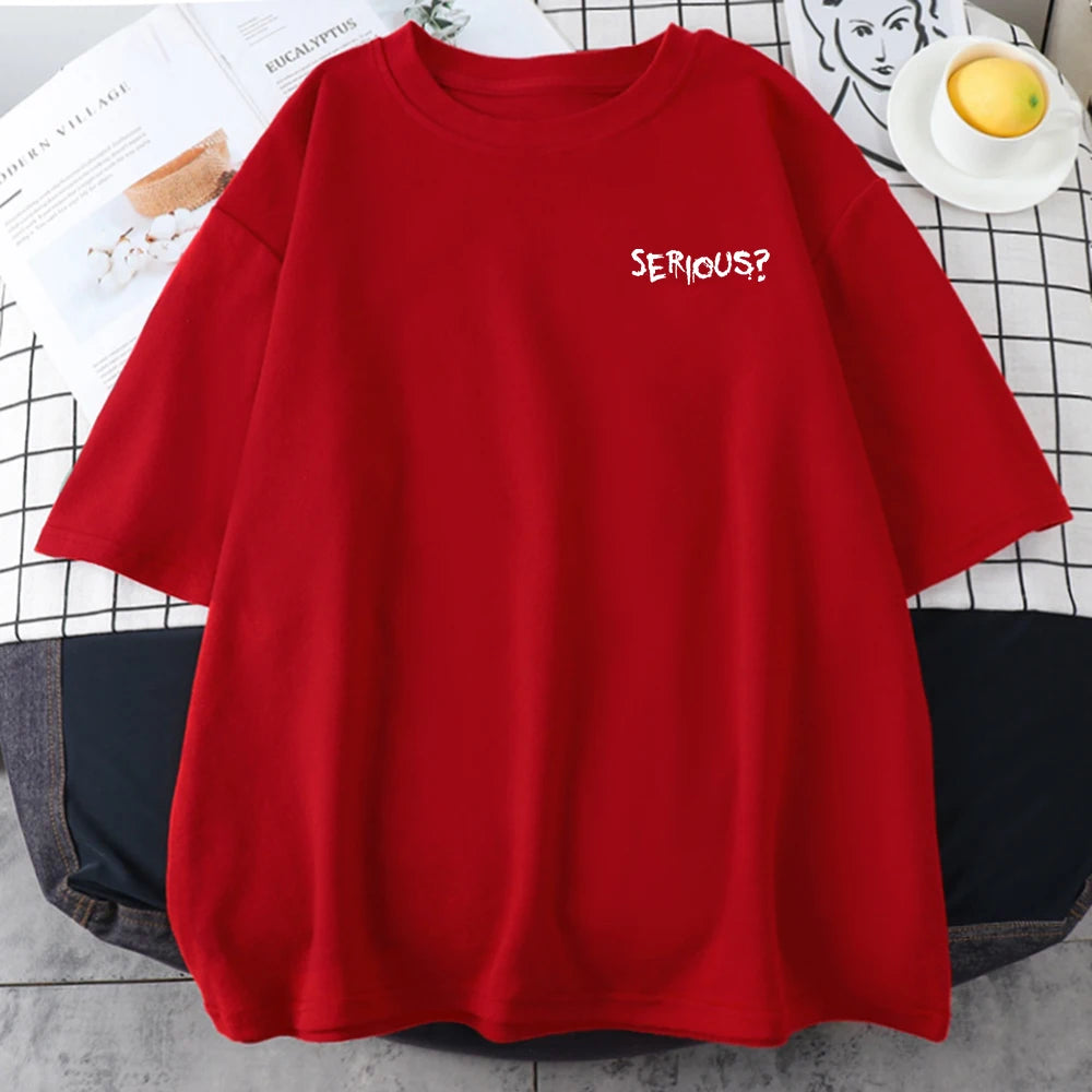 Camisetas con estampado serio de palabras creativas para mujer, camisetas simples S-Xxxl, camisetas cómodas de manga corta transpirables Retro para mujer