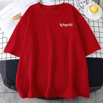 Camisetas con estampado serio de palabras creativas para mujer, camisetas simples S-Xxxl, camisetas cómodas de manga corta transpirables Retro para mujer