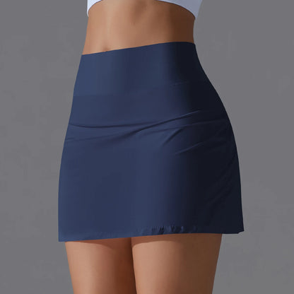 Falda de Yoga de bádminton, falda de tenis, cintura alta, transpirable, secado rápido, elasticidad, doble capa, mallas interiores