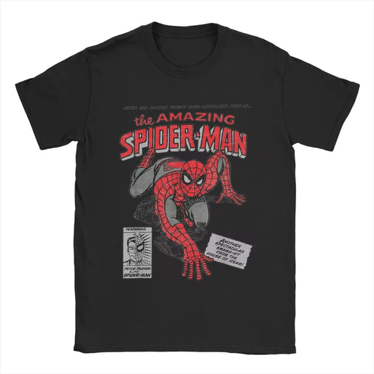 Spider-man Spiderman película Retro Comic hombres camisetas creativas cuello redondo Camiseta 100% algodón regalo de cumpleaños Tops