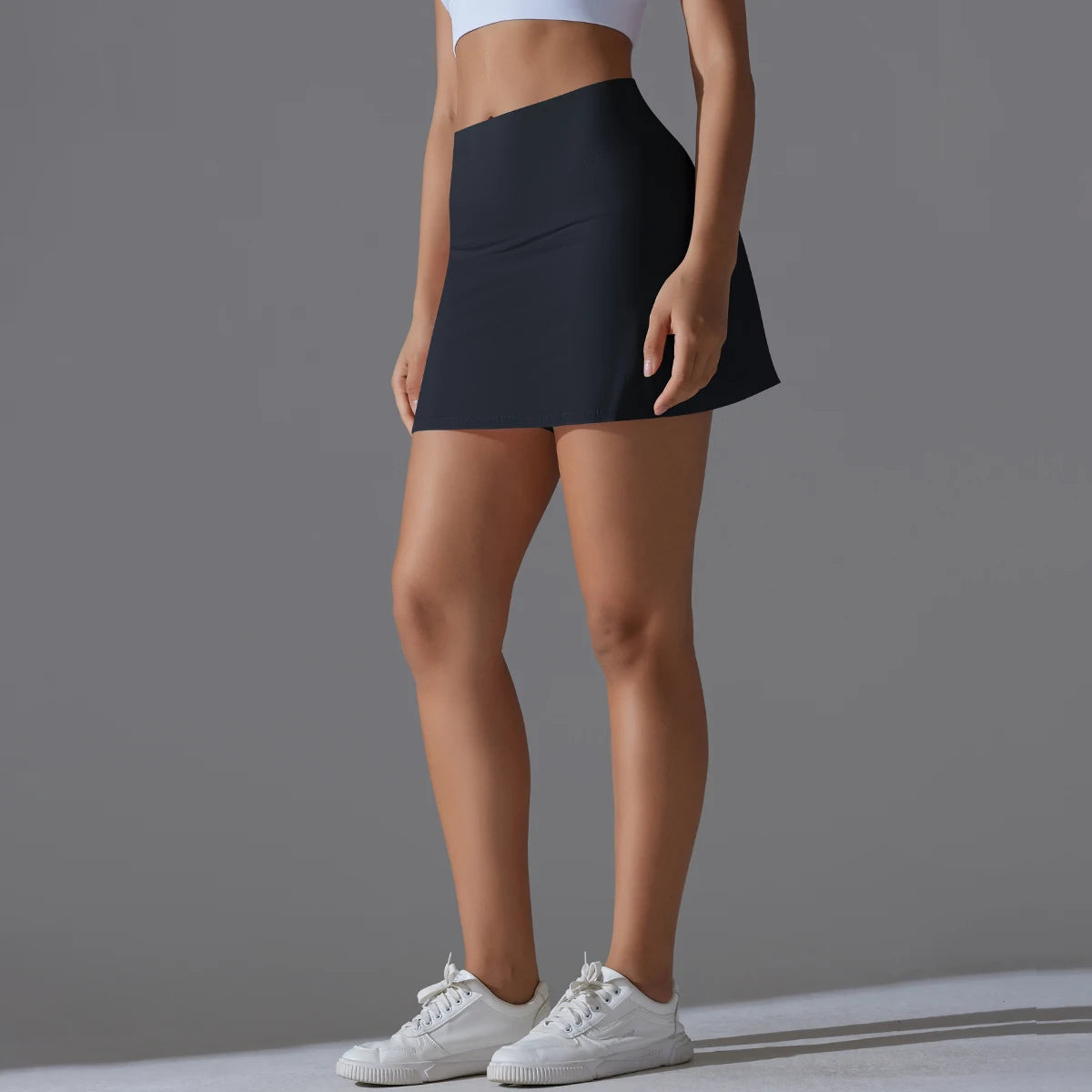Falda de Yoga de bádminton, falda de tenis, cintura alta, transpirable, secado rápido, elasticidad, doble capa, mallas interiores