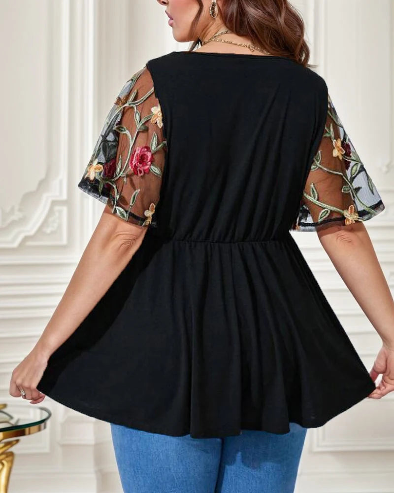 Blusa de Malla con cuello en V