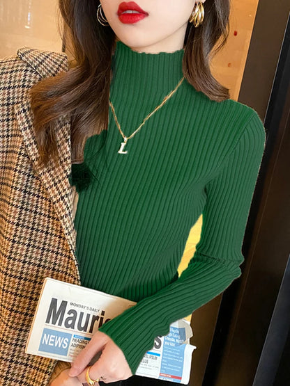 Suéter de Punto con Cuello Alto - Verde
