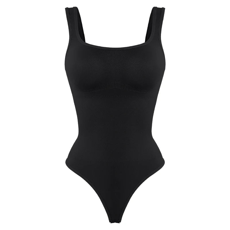Body moldeador sin costuras de cuello cuadrado tipo tanga - Negro / S