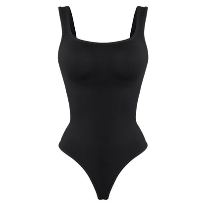 Body moldeador sin costuras de cuello cuadrado tipo tanga - Negro / S