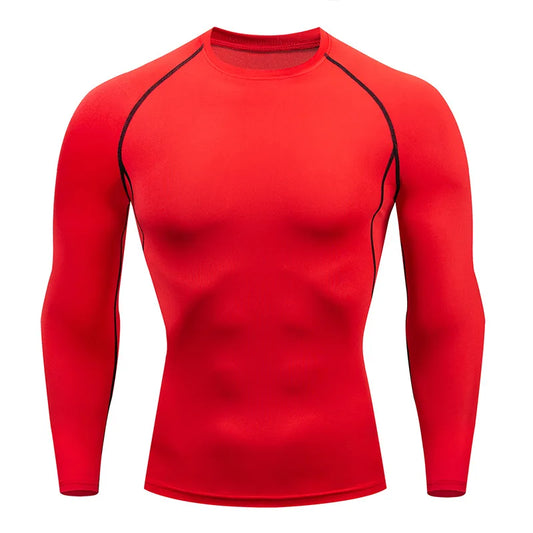 Camiseta de Compresión de Manga Larga para Hombre - Rojo