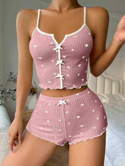 Conjunto de Pijama con Estampado de Corazón