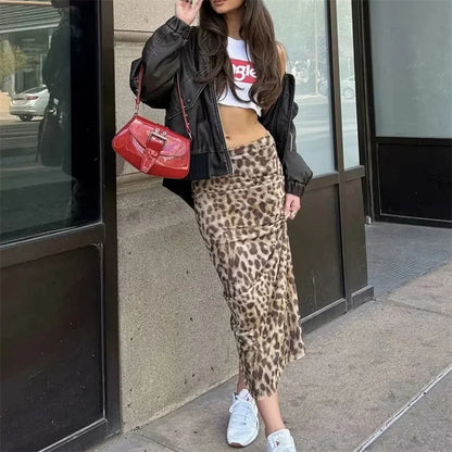 Falda Midi con Estampado de Leopardo