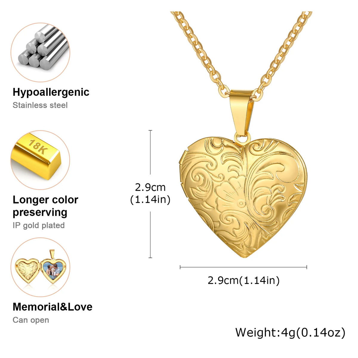 Collar con Relicario de Corazón - Diseño 12