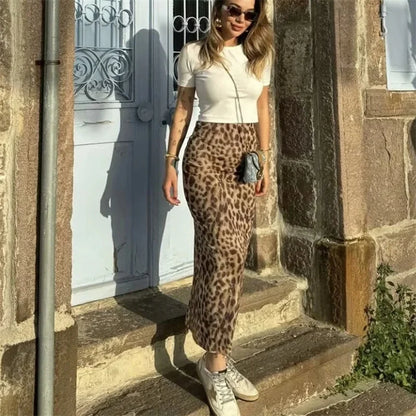 Falda Midi con Estampado de Leopardo