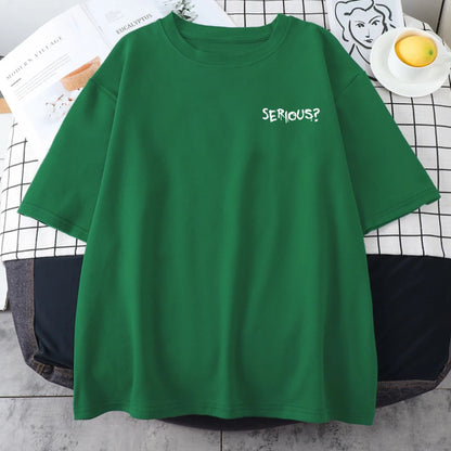 Camisetas con estampado serio de palabras creativas para mujer, camisetas simples S-Xxxl, camisetas cómodas de manga corta transpirables Retro para mujer