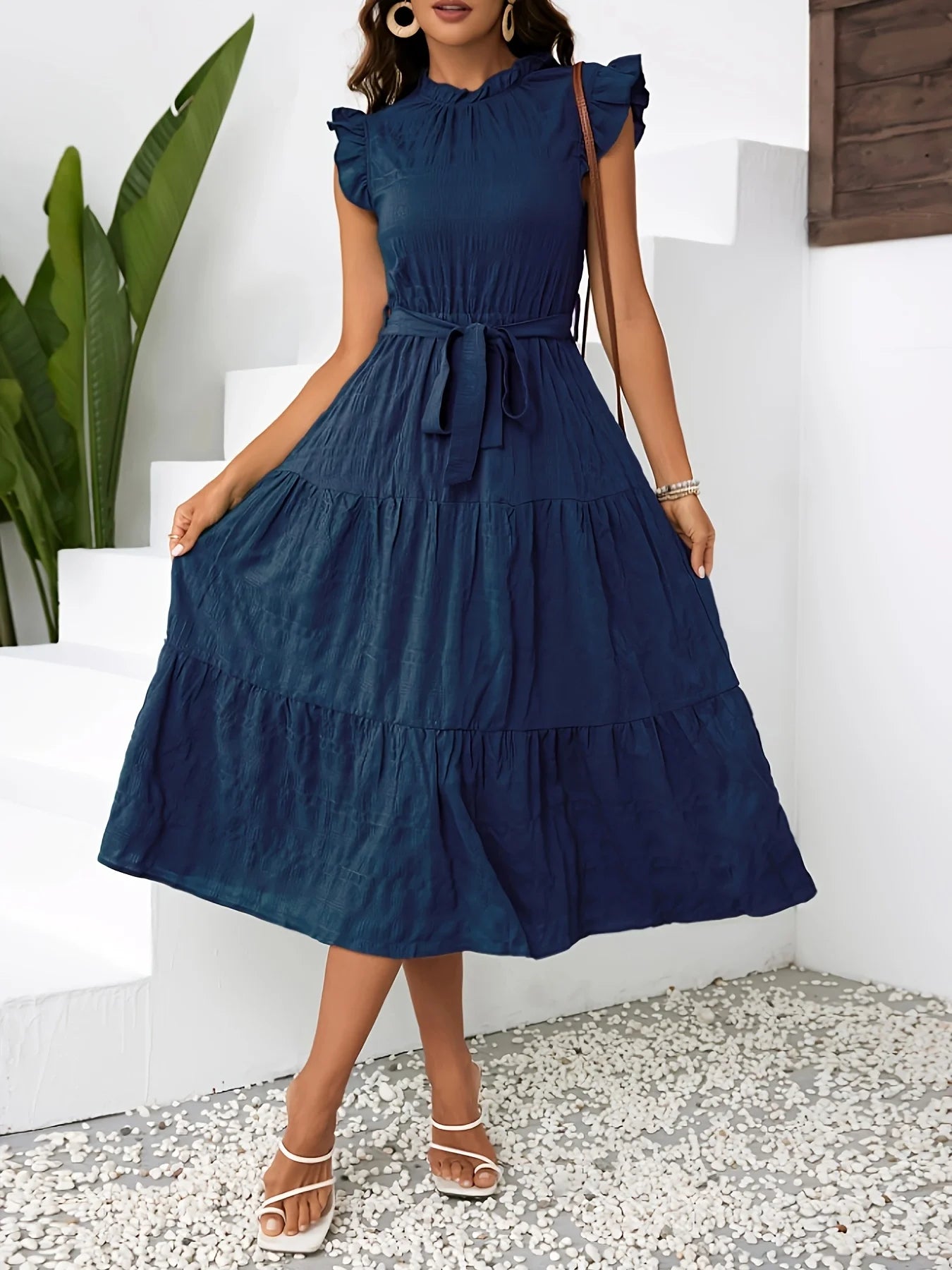Vestido Midi Con Volantes