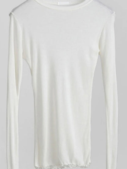 Camiseta Lisa de Manga Larga Transparente
